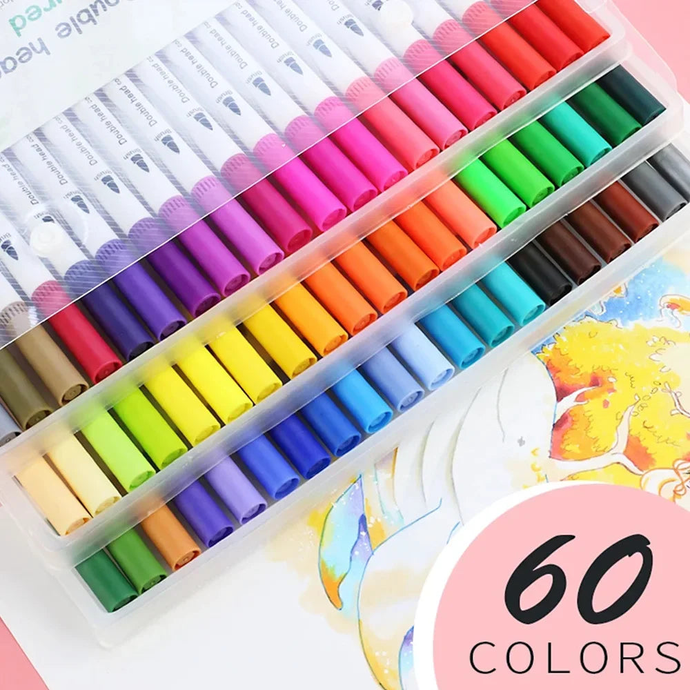 Buy The Best By Artsulli - Art is Long Life Short - 12-120 Colors Double Sided Marker Pens Set Water Based Washable Ink School Drawing