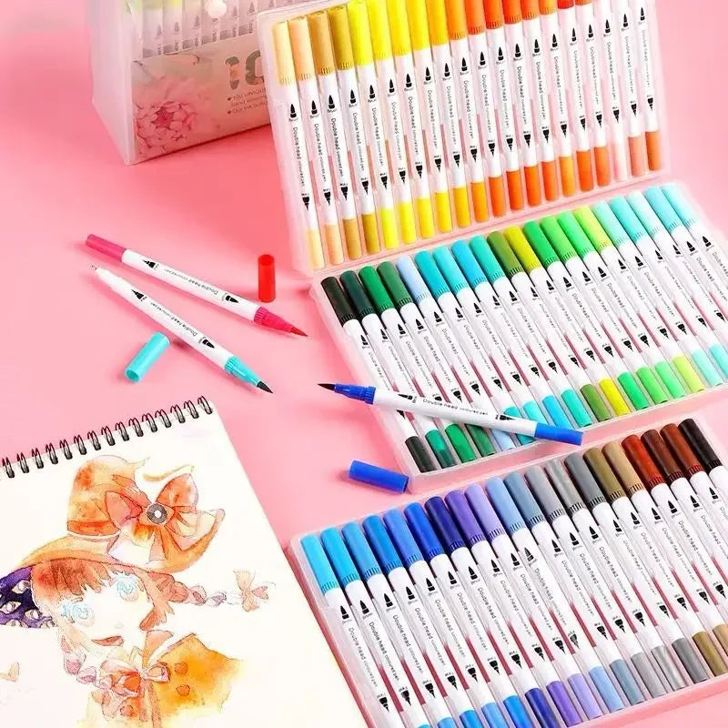 Buy The Best By Artsulli - Art is Long Life Short - 12-120 Colors Double Sided Marker Pens Set Water Based Washable Ink School Drawing