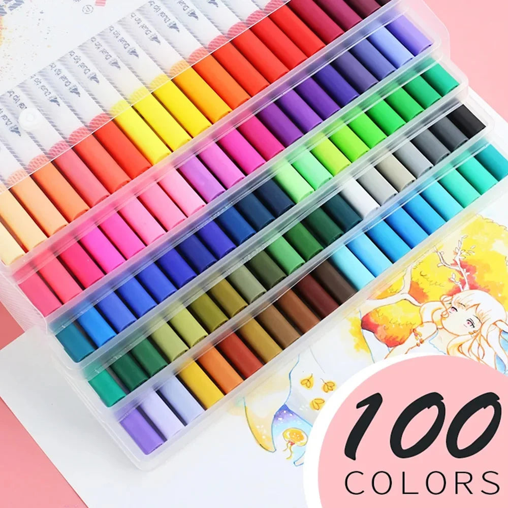Buy The Best By Artsulli - Art is Long Life Short - 12-120 Colors Double Sided Marker Pens Set Water Based Washable Ink School Drawing