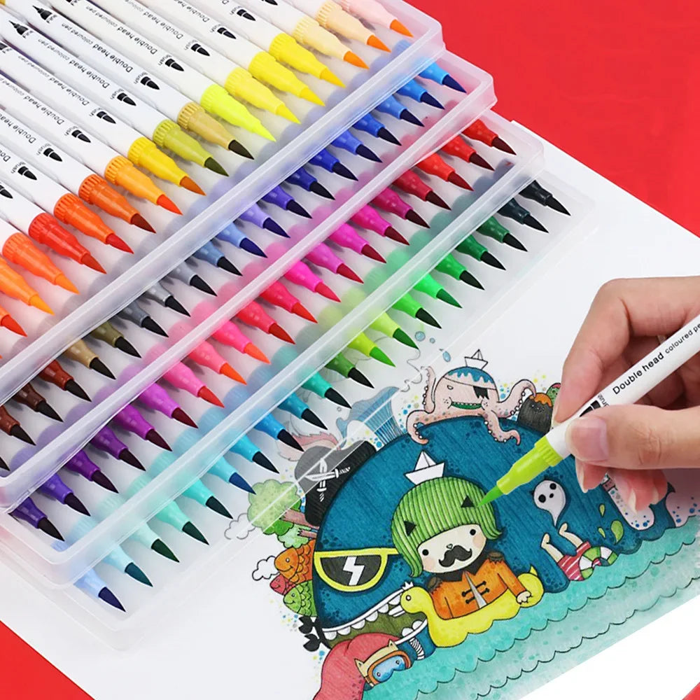 Buy The Best By Artsulli - Art is Long Life Short - 12-120 Colors Double Sided Marker Pens Set Water Based Washable Ink School Drawing