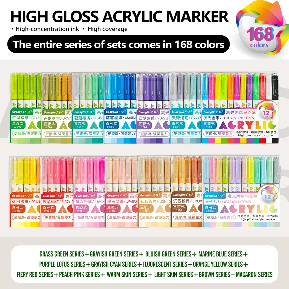 Buy The Best By Artsulli - Art is Long Life Short - 12/168 Colors Large Capacity Highlighter Acrylic Marker Pen Overlay Coloring School