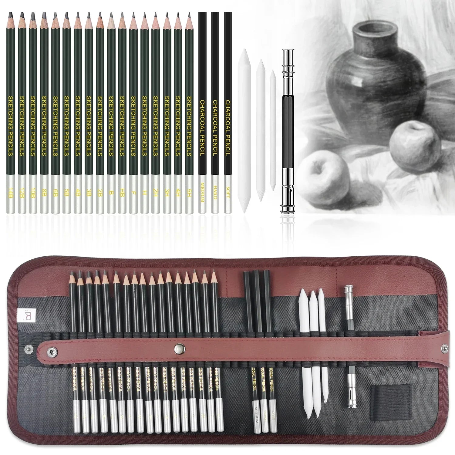 Buy The Best By Artsulli - Art is Long Life Short - 12/20/25/54/70 pcs Drawing Sketching Coloring Set Pencils & Kit Tool Professional