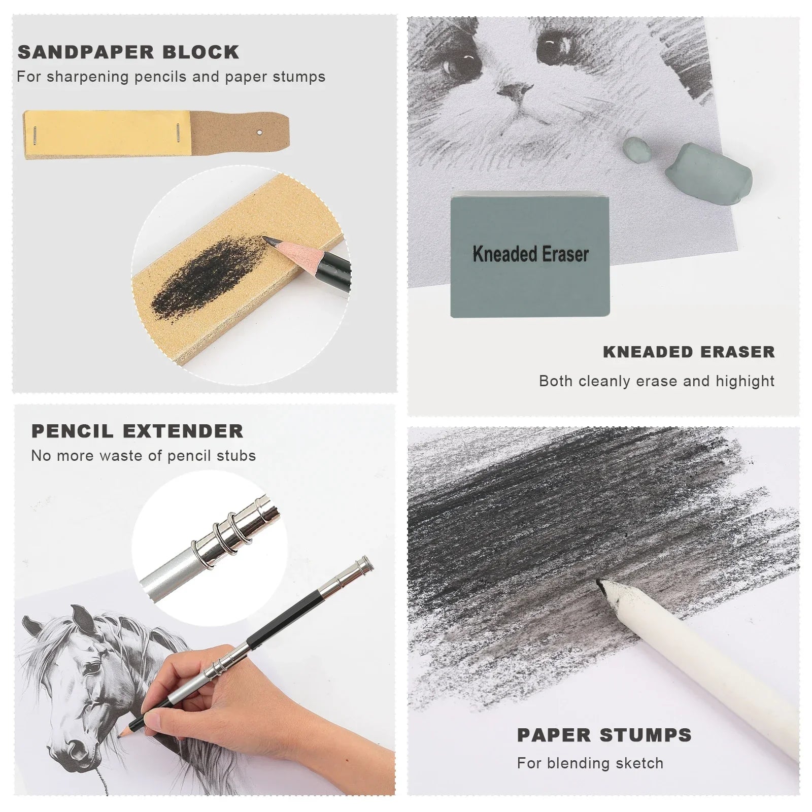 Buy The Best By Artsulli - Art is Long Life Short - 12/20/25/54/70 pcs Drawing Sketching Coloring Set Pencils & Kit Tool Professional