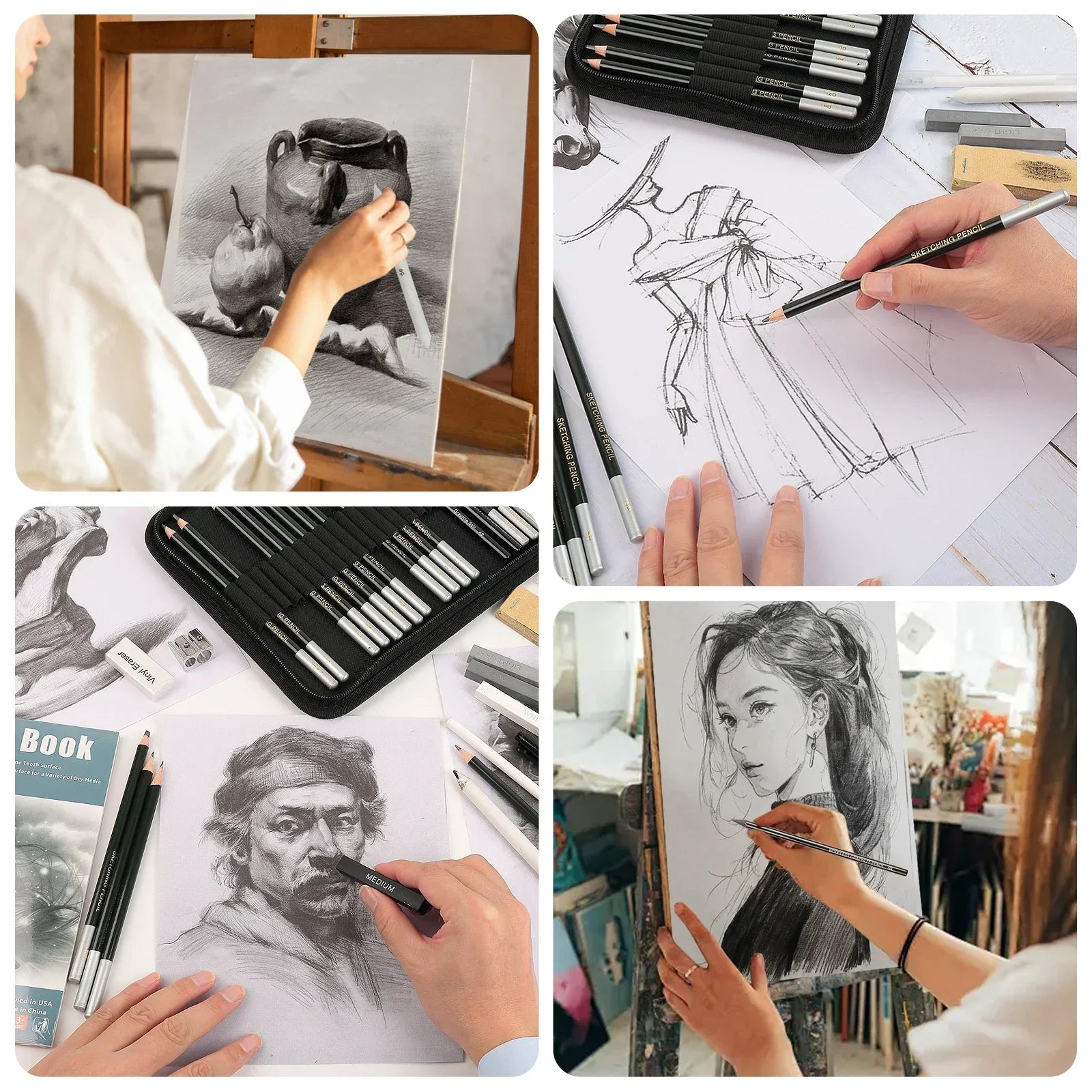 Buy The Best By Artsulli - Art is Long Life Short - 12/20/25/54/70 pcs Drawing Sketching Coloring Set Pencils & Kit Tool Professional