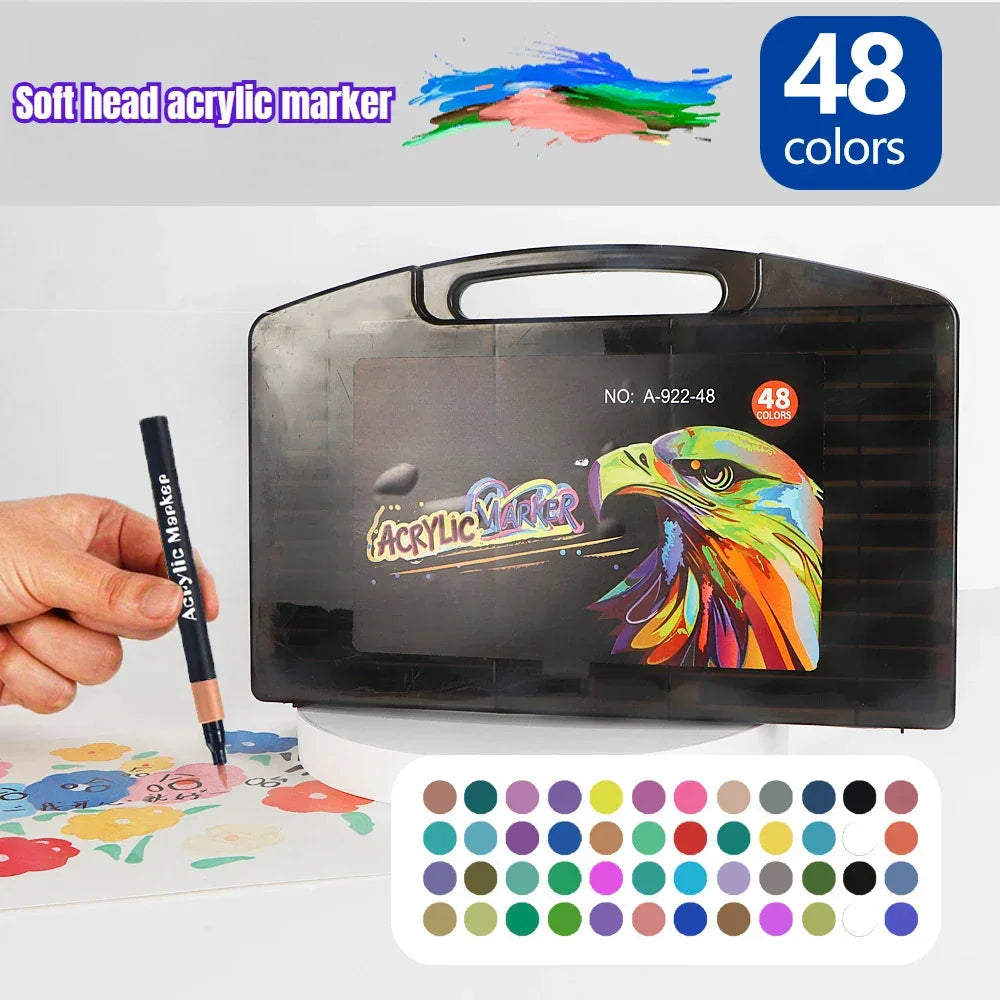 Buy The Best By Artsulli - Art is Long Life Short - 12/24/36/48 Colors Acrylic Markers Waterproof For Painting Wood Stone DIY Student Gift