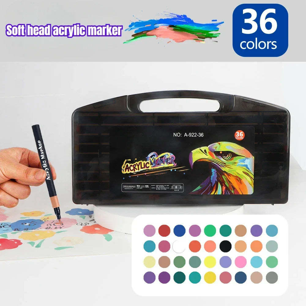 Buy The Best By Artsulli - Art is Long Life Short - 12/24/36/48 Colors Acrylic Markers Waterproof For Painting Wood Stone DIY Student Gift