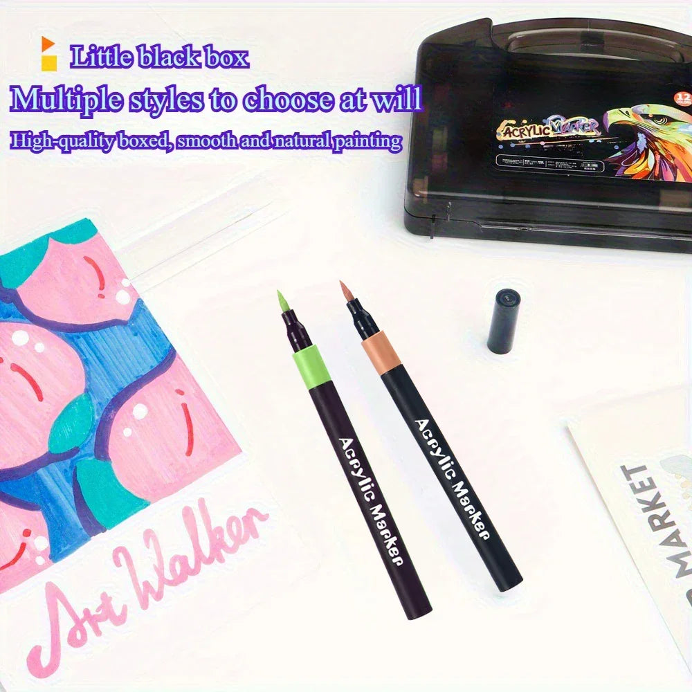 Buy The Best By Artsulli - Art is Long Life Short - 12/24/36/48 Colors Acrylic Markers Waterproof For Painting Wood Stone DIY Student Gift