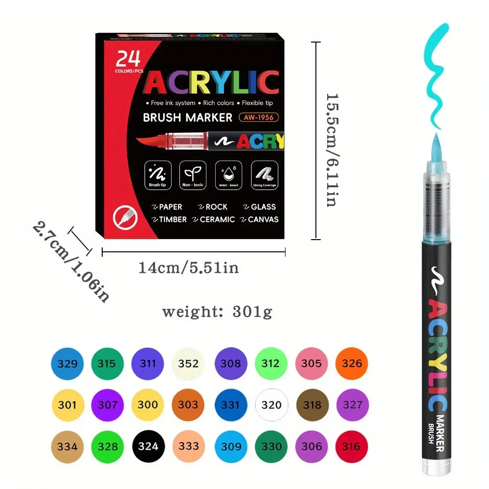 Buy The Best By Artsulli - Art is Long Life Short - 12/24/36/48Colors/set Acrylic Marker Pen Paint Brush Painting Coloring DIY Graffiti