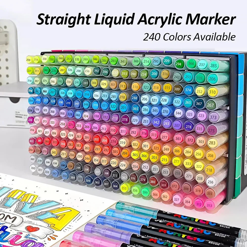 Buy The Best By Artsulli - Art is Long Life Short - 12/24/48/60 Colors Acrylic Marker Pen Paint Brush Painting Coloring DIY Graffiti Making