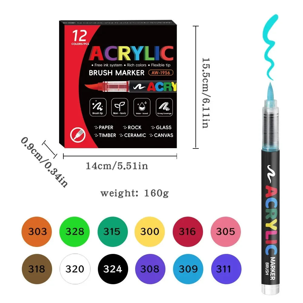 Buy The Best By Artsulli - Art is Long Life Short - 12/24/48/60 Colors Acrylic Marker Pen Paint Brush Painting Coloring DIY Graffiti Making