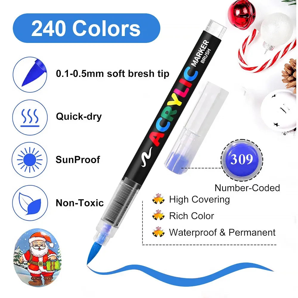 Buy The Best By Artsulli - Art is Long Life Short - 12/24/48/60 Colors Acrylic Marker Pen Paint Brush Painting Coloring DIY Graffiti Making