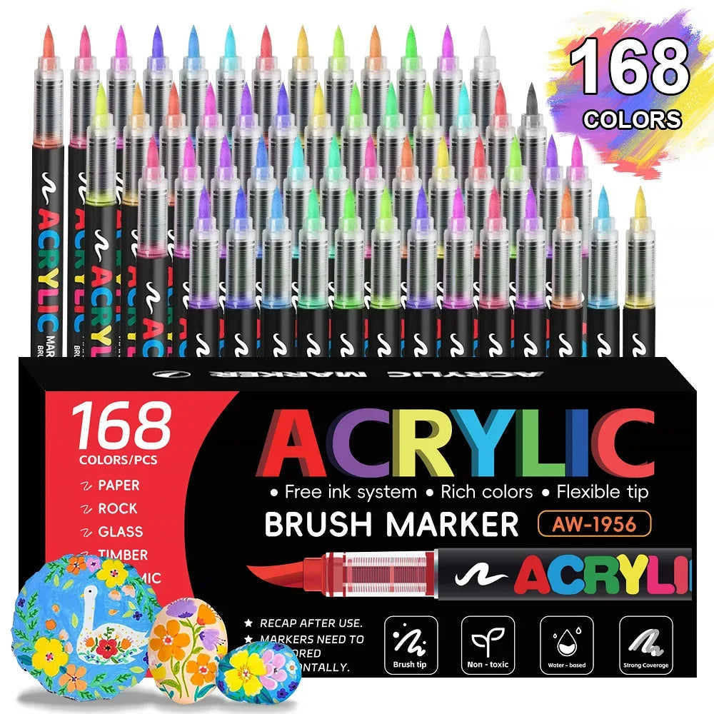 Buy The Best By Artsulli - Art is Long Life Short - 12/24/48/60 Colors Acrylic Marker Pen Paint Brush Painting Coloring DIY Graffiti Making