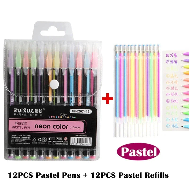 Buy The Best By Artsulli - Art is Long Life Short - 12/24Pcs Metallic Glitter Colors Gel Pens & Pen Refills For School Office Adult