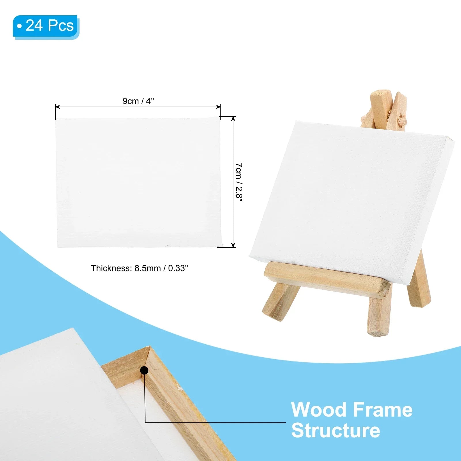 Buy The Best By Artsulli - Art is Long Life Short - 12/24Pcs Mini Canvas Board and Wood Easel Set Artist Stationery Kids Gift Supplies