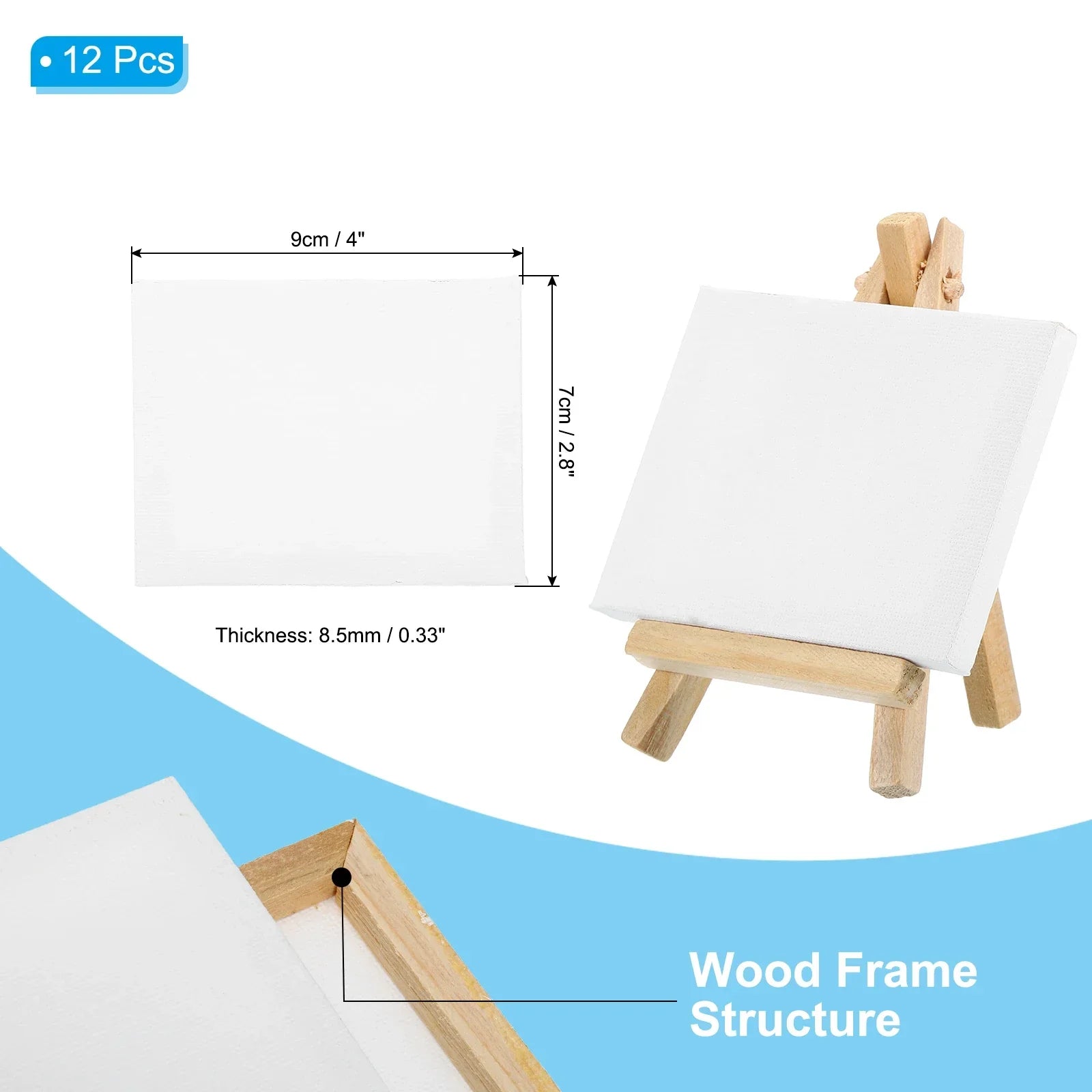 Buy The Best By Artsulli - Art is Long Life Short - 12/24Pcs Mini Canvas Board and Wood Easel Set Artist Stationery Kids Gift Supplies