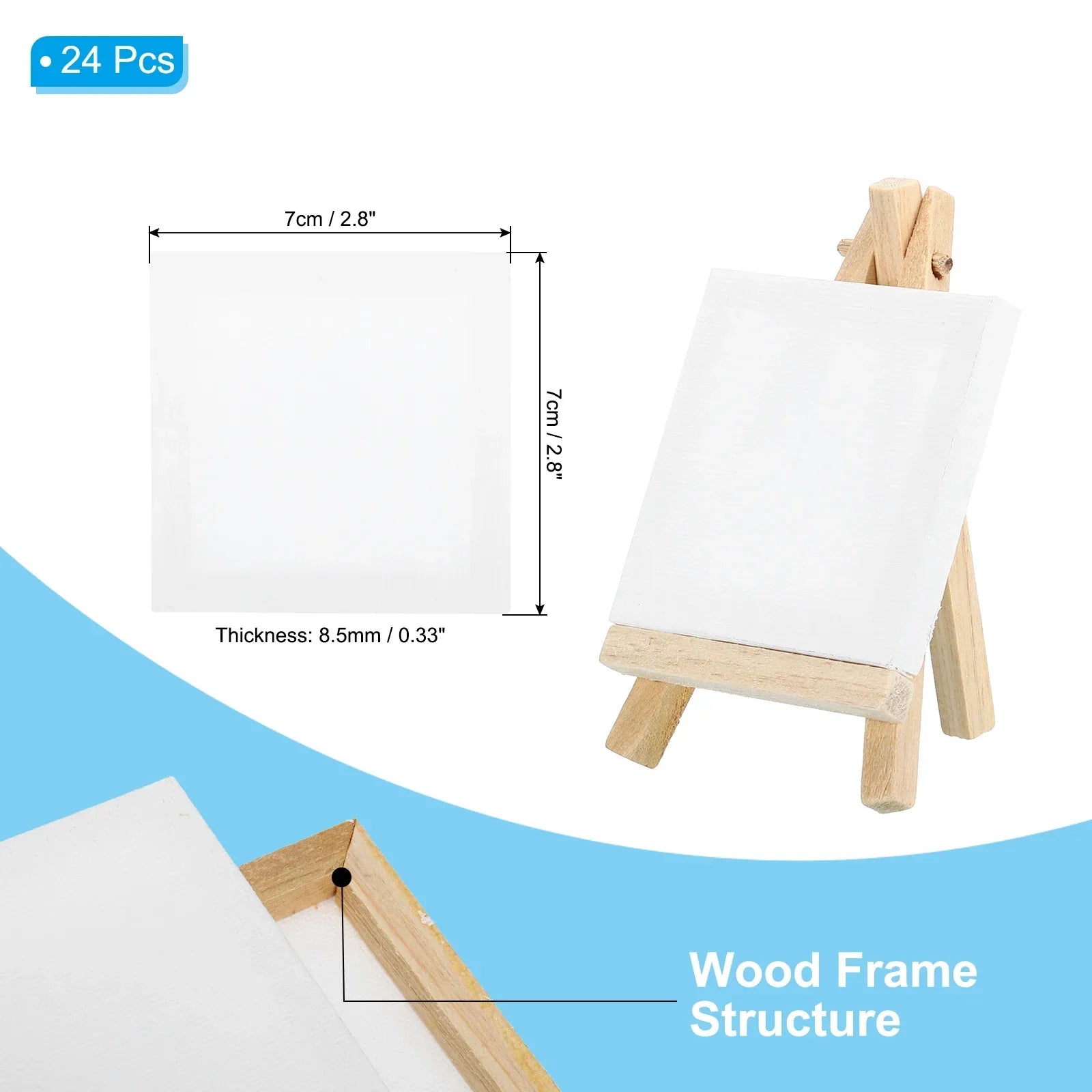 Buy The Best By Artsulli - Art is Long Life Short - 12/24Pcs Mini Canvas Board and Wood Easel Set Artist Stationery Kids Gift Supplies