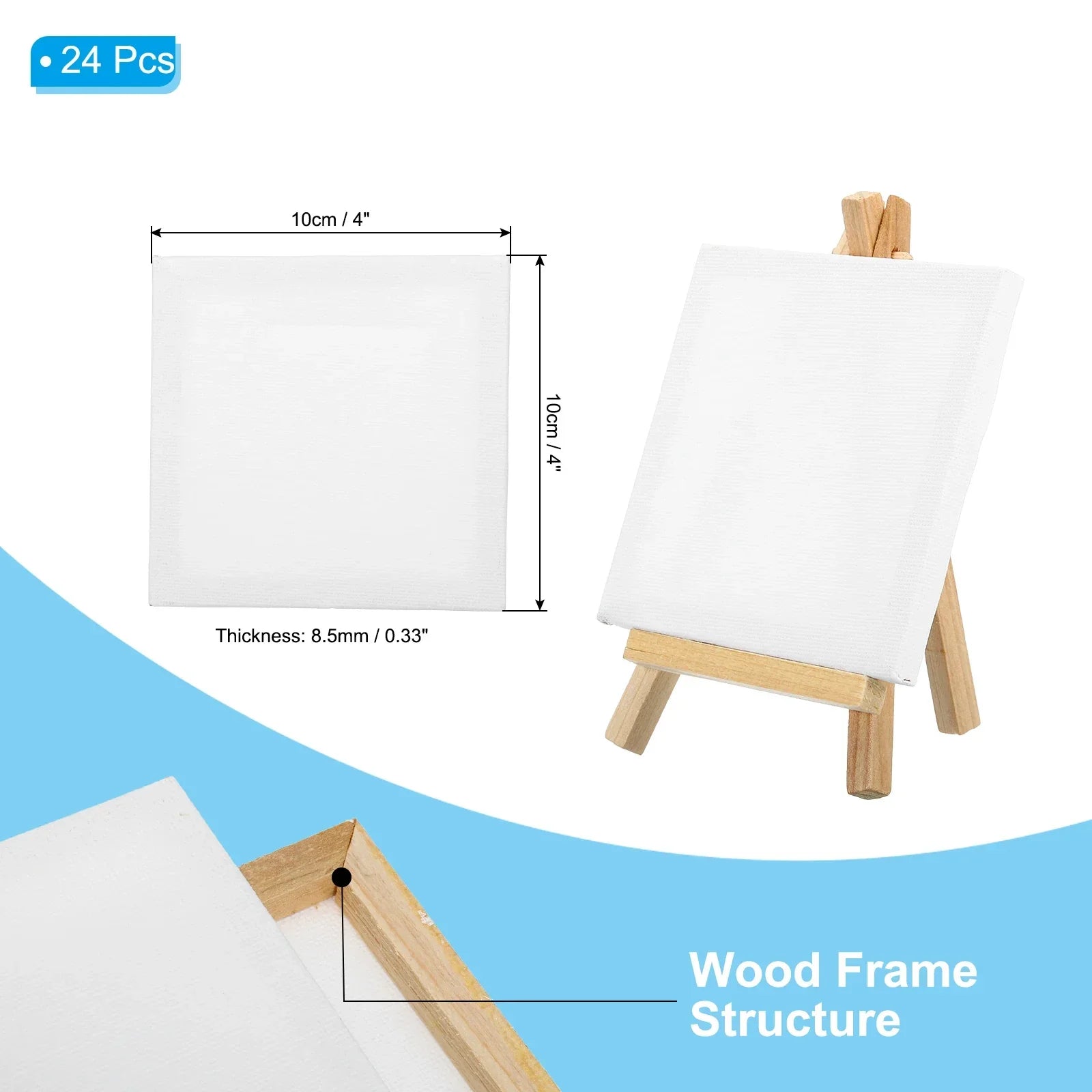 Buy The Best By Artsulli - Art is Long Life Short - 12/24Pcs Mini Canvas Board and Wood Easel Set Artist Stationery Kids Gift Supplies