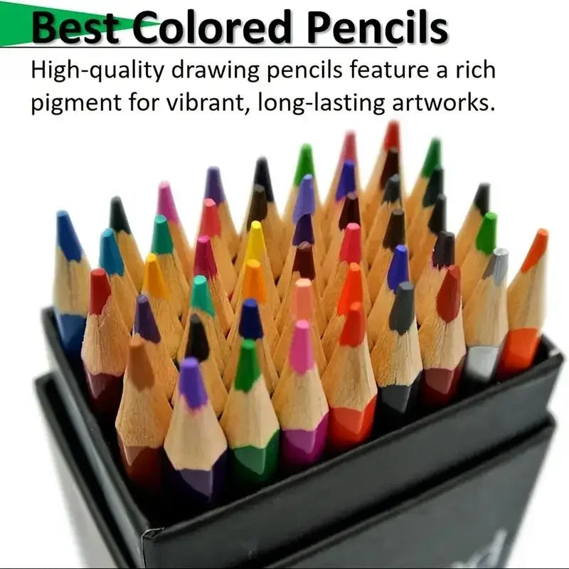 Buy The Best By Artsulli - Art is Long Life Short - 12/48/72 Colors Oily Colored Pencils Hexagon Wooden Handle Set Artist Painting Drawing