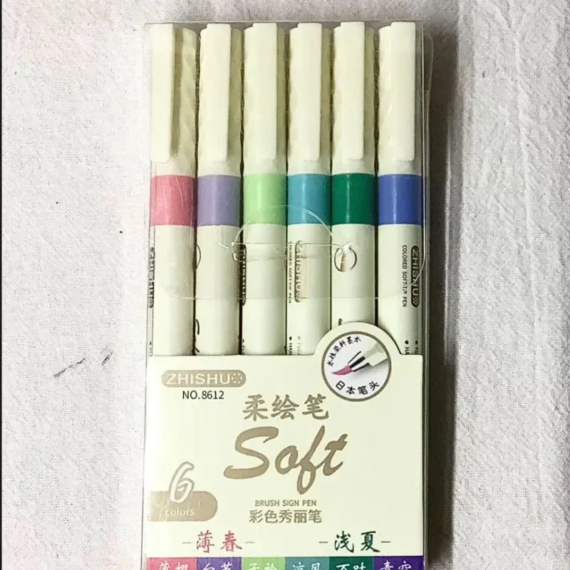 Buy The Best By Artsulli - Art is Long Life Short - 12/6 Color Vintage Watercolor Lettering Marker Drawing Pen Set Multicolor Soft Brush