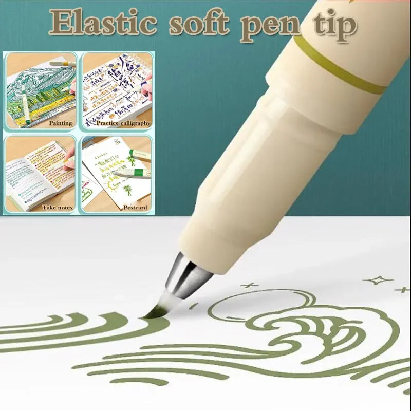 Buy The Best By Artsulli - Art is Long Life Short - 12/6 Color Vintage Watercolor Lettering Marker Drawing Pen Set Multicolor Soft Brush
