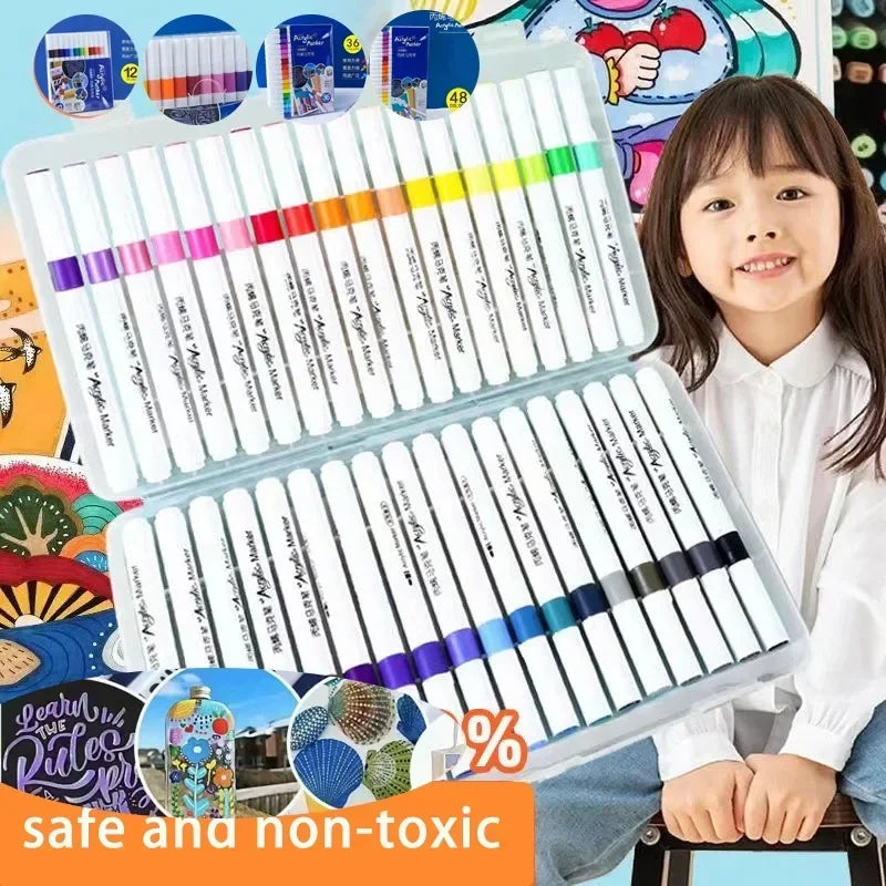 Buy The Best By Artsulli - Art is Long Life Short - 12-60Colors Acrylic Marker Pen Quick Drying PVC Box Multi-Material Materials Painting