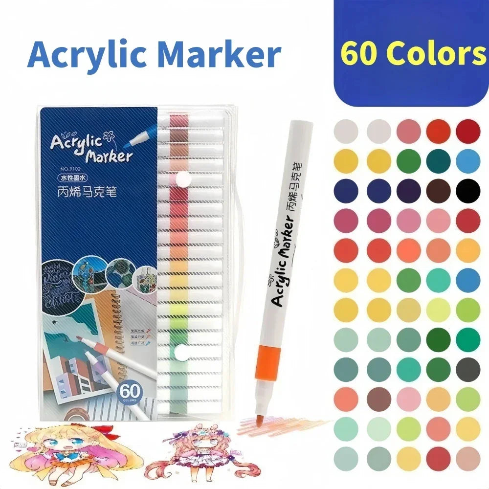 Buy The Best By Artsulli - Art is Long Life Short - 12-60Colors Acrylic Marker Pen Quick Drying PVC Box Multi-Material Materials Painting