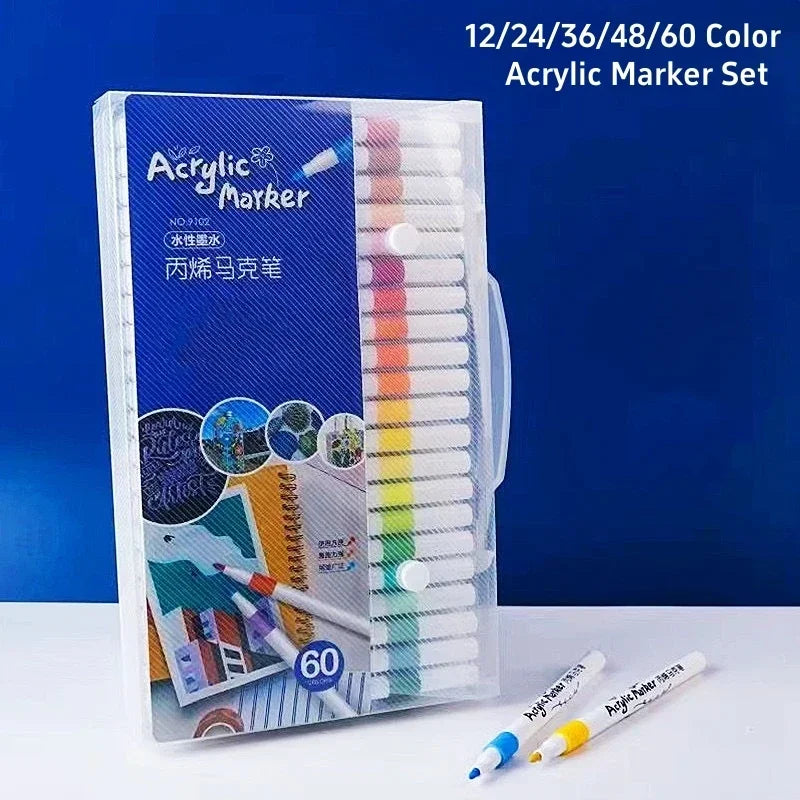 Buy The Best By Artsulli - Art is Long Life Short - 12-60Colors Acrylic Marker Pen Quick Drying PVC Box Multi-Material Materials Painting
