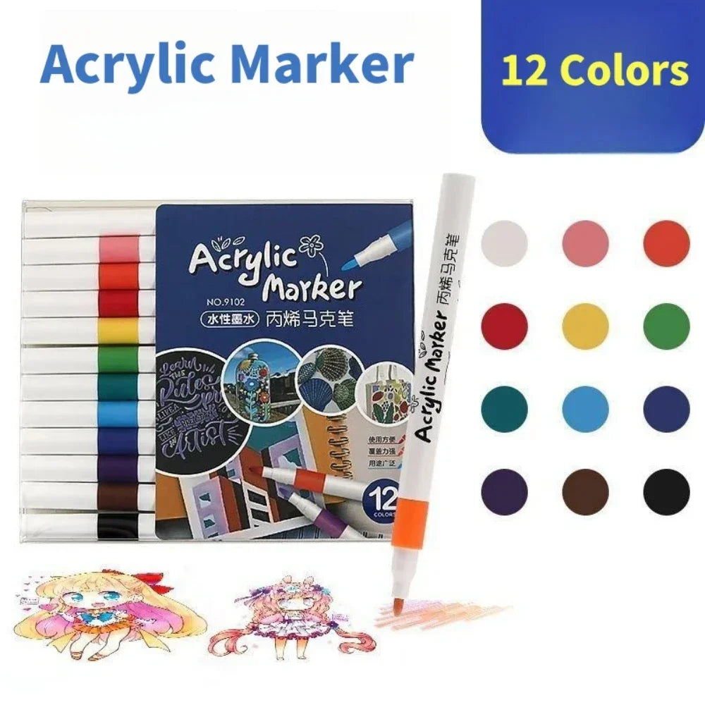 Buy The Best By Artsulli - Art is Long Life Short - 12-60Colors Acrylic Marker Pen Quick Drying PVC Box Multi-Material Materials Painting
