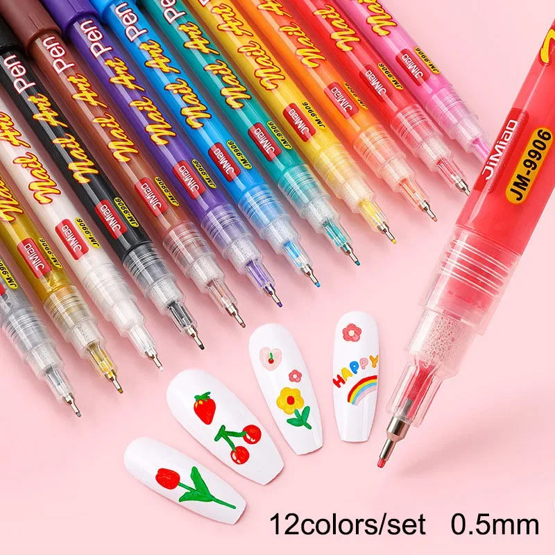 Buy The Best By Artsulli - Art is Long Life Short - 12 Color Nail Pen Quick Dry Waterproof Painting Graffiti Acrylic DIY Design Abstract