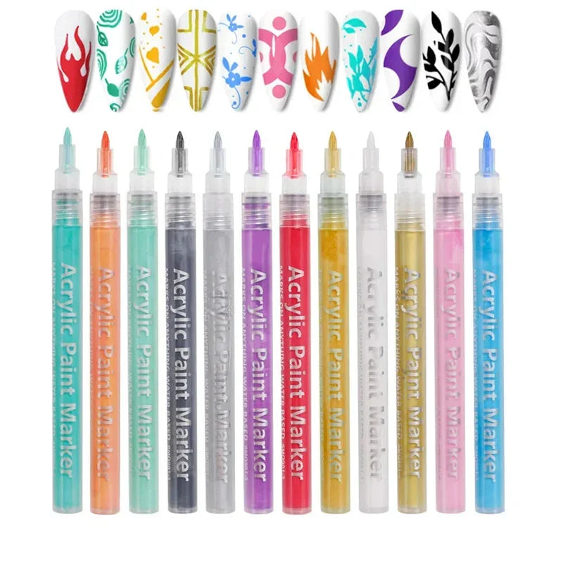 Buy The Best By Artsulli - Art is Long Life Short - 12 Color Nail Pen Quick Dry Waterproof Painting Graffiti Acrylic DIY Design Abstract