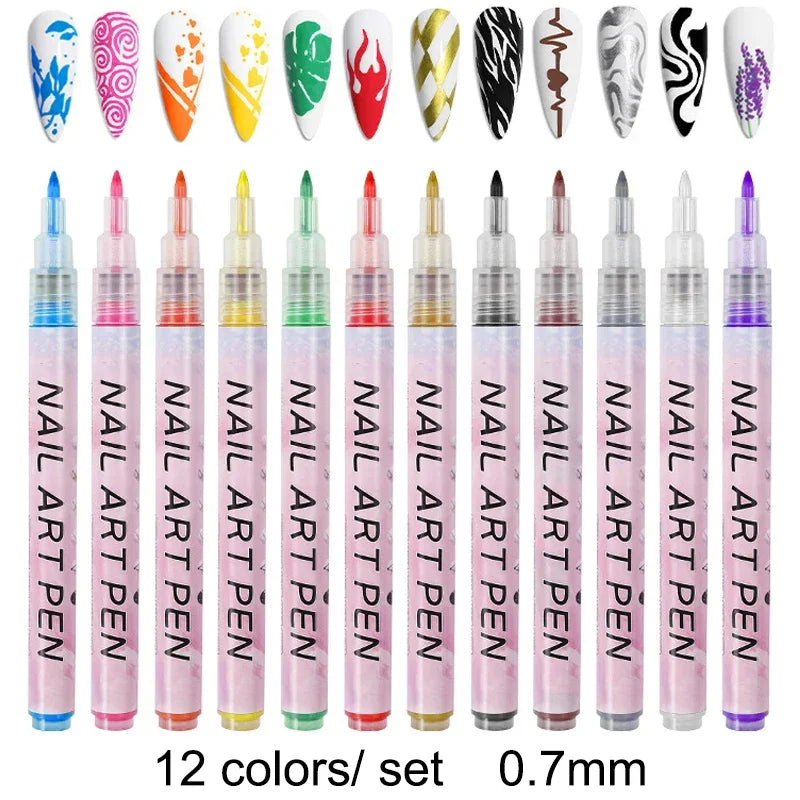 Buy The Best By Artsulli - Art is Long Life Short - 12 Color Nail Pen Quick Dry Waterproof Painting Graffiti Acrylic DIY Design Abstract