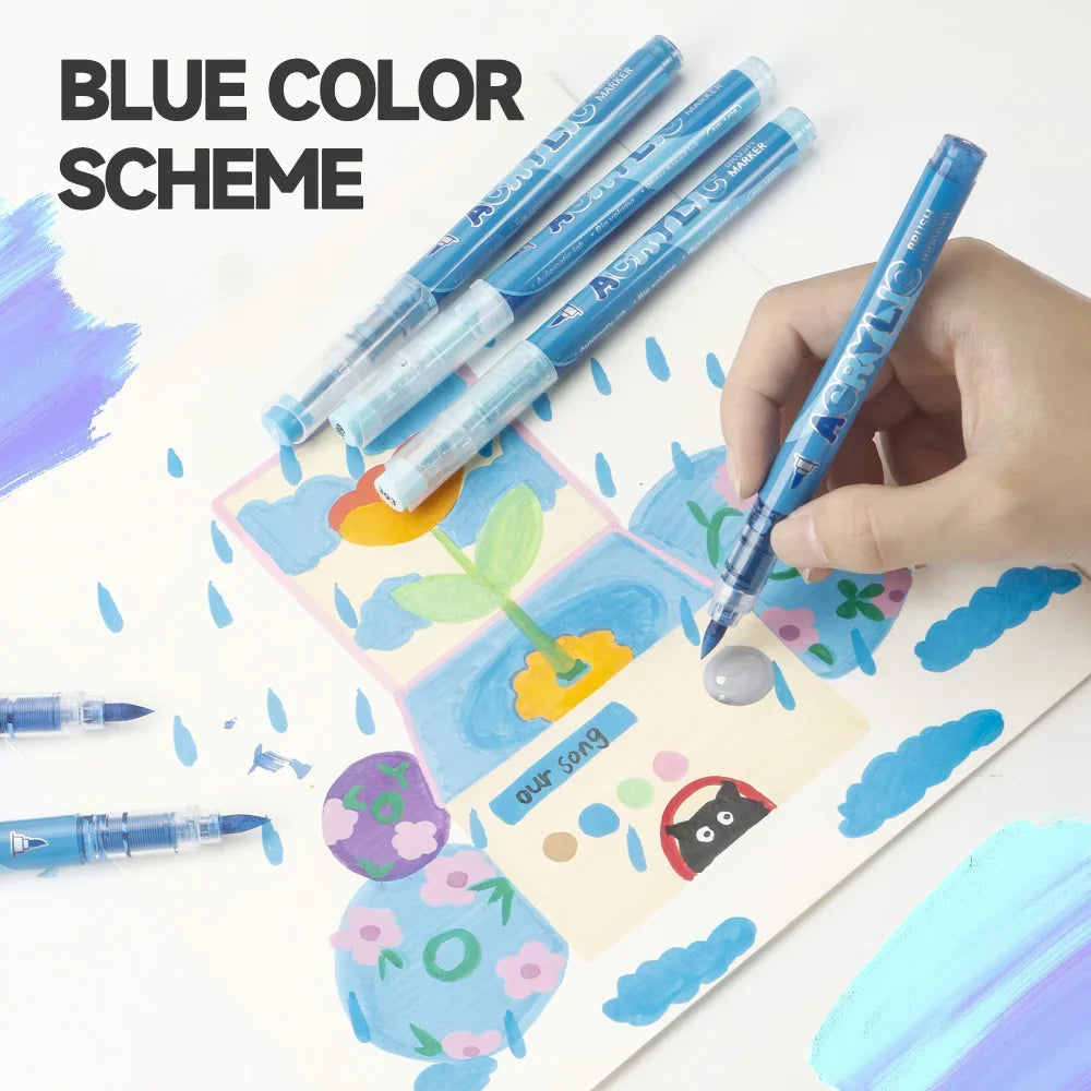 Buy The Best By Artsulli - Art is Long Life Short - 12 Colors Acrylic Markers Soft Brush Pen Tip 7 Color Systems For Drawing Anime Painting