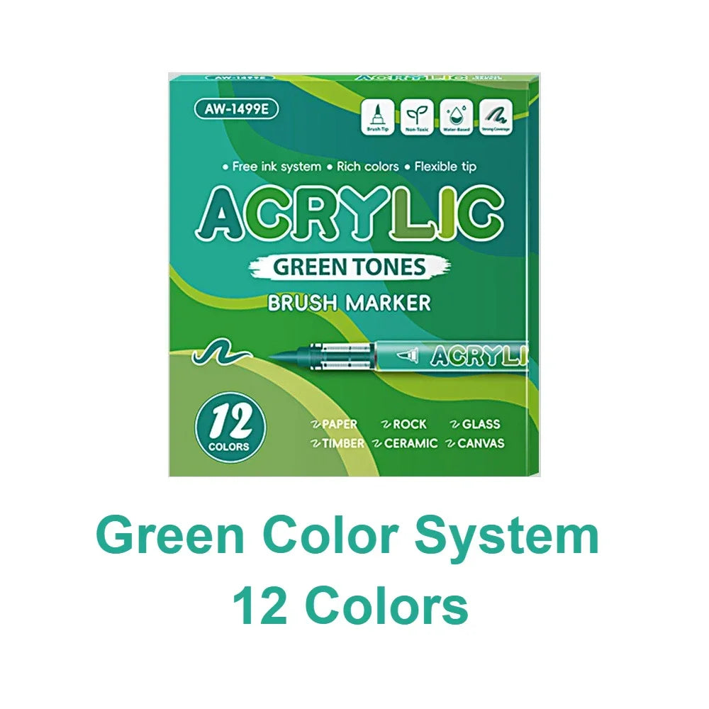 Buy The Best By Artsulli - Art is Long Life Short - 12 Colors Acrylic Markers Soft Brush Pen Tip 7 Color Systems For Drawing Anime Painting