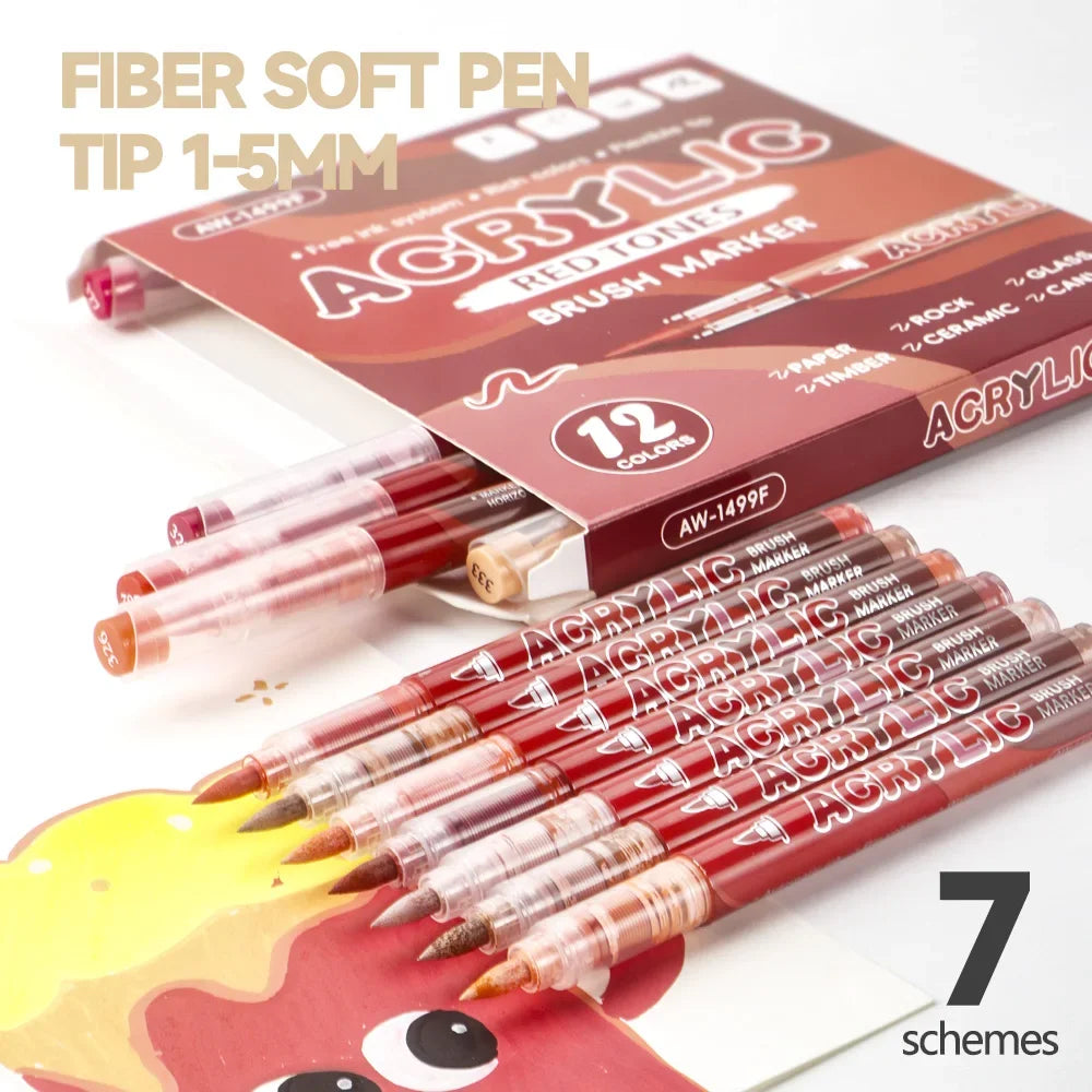 Buy The Best By Artsulli - Art is Long Life Short - 12 Colors Acrylic Markers Soft Brush Pen Tip 7 Color Systems For Drawing Anime Painting