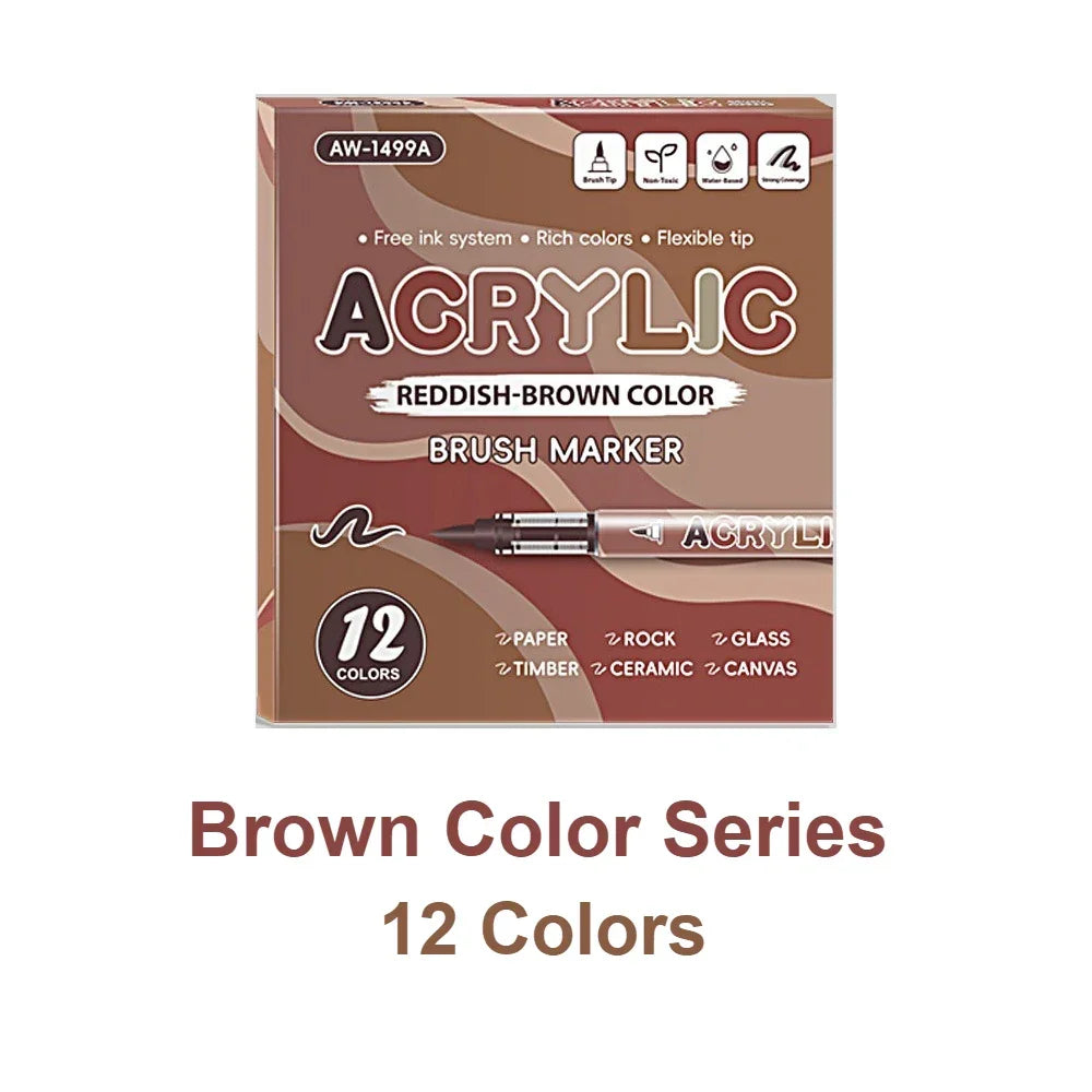Buy The Best By Artsulli - Art is Long Life Short - 12 Colors Acrylic Markers Soft Brush Pen Tip 7 Color Systems For Drawing Anime Painting