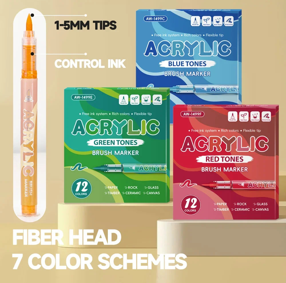 Buy The Best By Artsulli - Art is Long Life Short - 12 Colors Acrylic Markers Soft Brush Pen Tip 7 Color Systems For Drawing Anime Painting