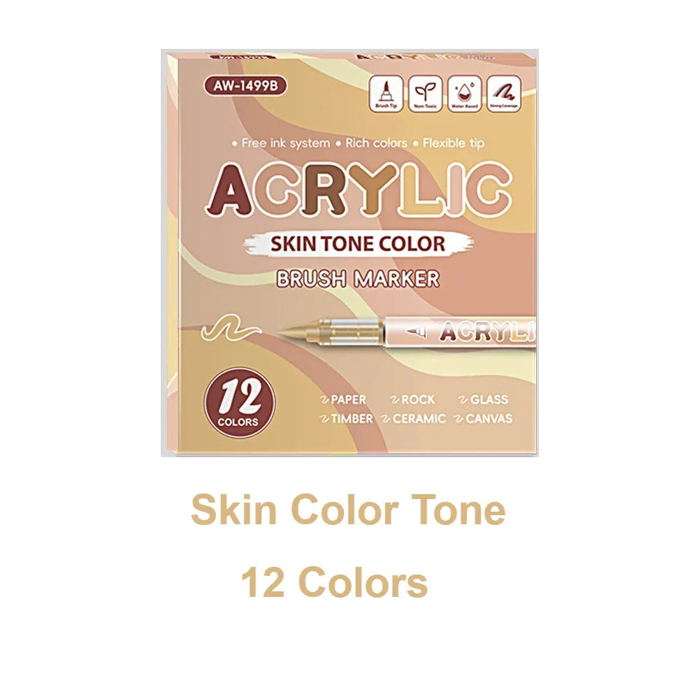 Buy The Best By Artsulli - Art is Long Life Short - 12 Colors Acrylic Markers Soft Brush Pen Tip 7 Color Systems For Drawing Anime Painting