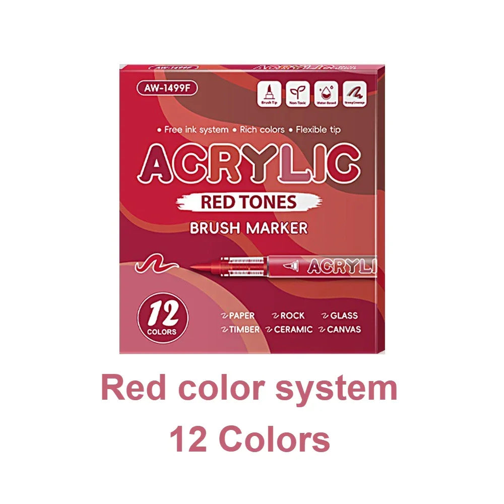 Buy The Best By Artsulli - Art is Long Life Short - 12 Colors Acrylic Markers Soft Brush Pen Tip 7 Color Systems For Drawing Anime Painting
