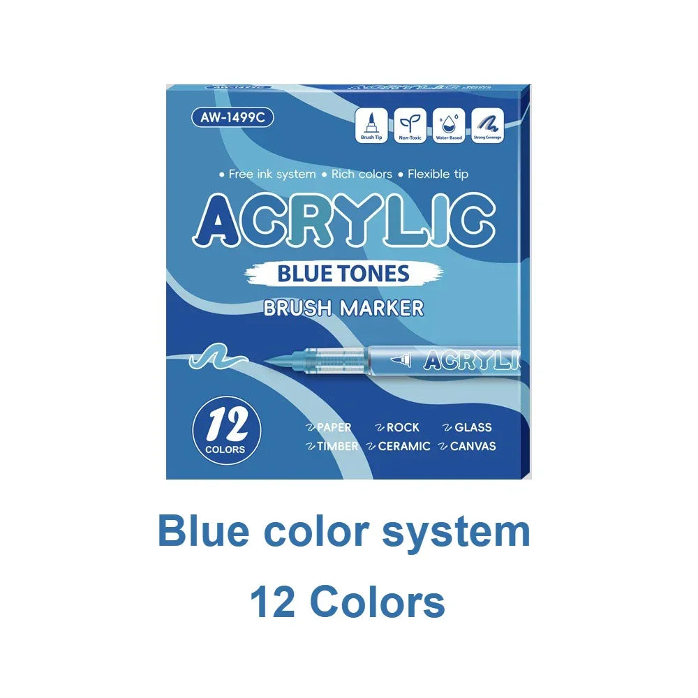 Buy The Best By Artsulli - Art is Long Life Short - 12 Colors Acrylic Markers Soft Brush Pen Tip 7 Color Systems For Drawing Anime Painting