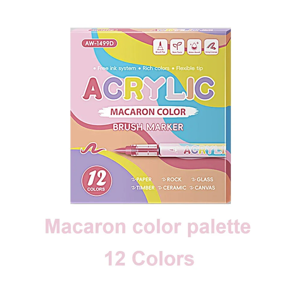 Buy The Best By Artsulli - Art is Long Life Short - 12 Colors Acrylic Markers Soft Brush Pen Tip 7 Color Systems For Drawing Anime Painting