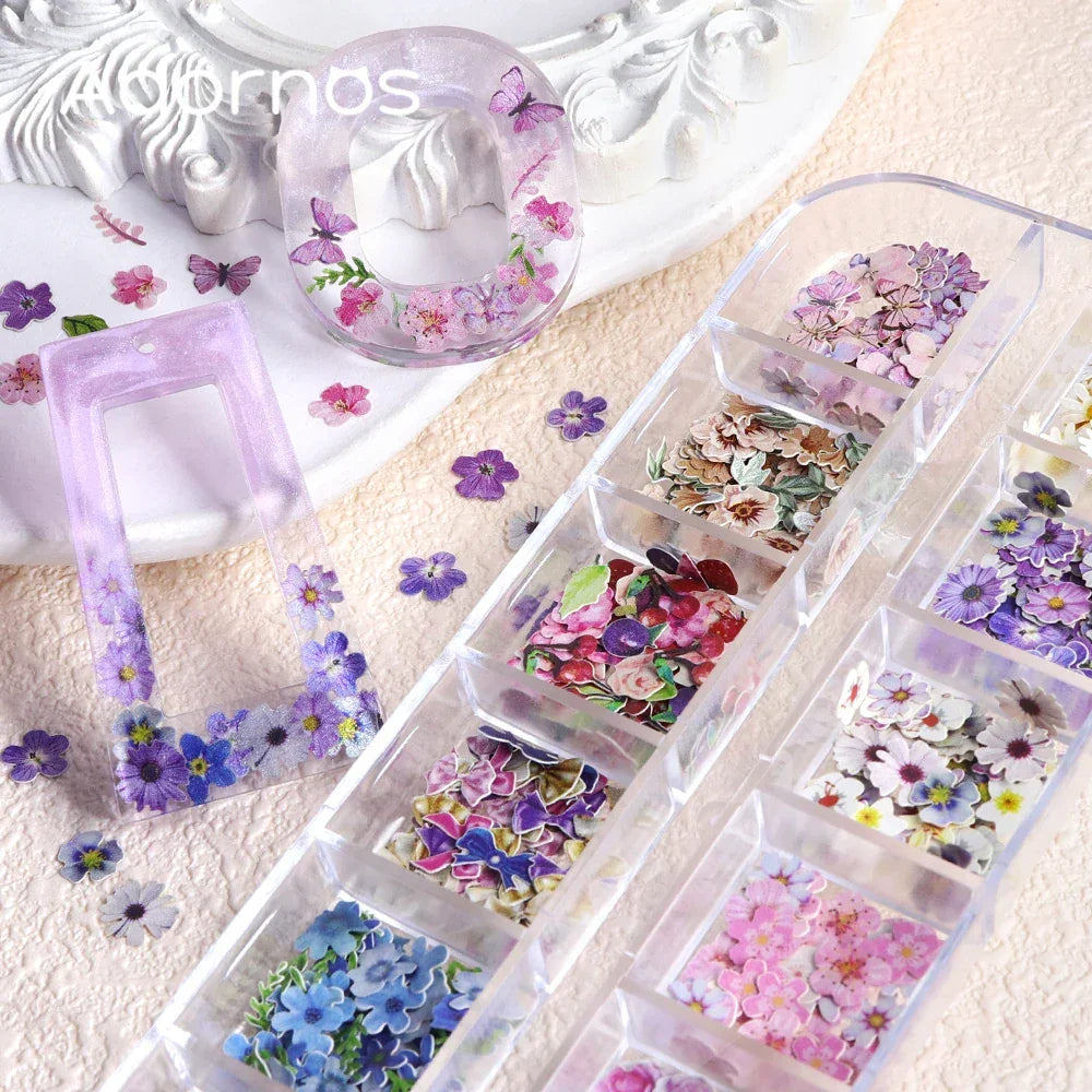 Buy The Best By Artsulli - Art is Long Life Short - 12 Grids Flower Wood Pulp Chips Epoxy Resin Filling Rose Iris Vetiver Butterfly Shape