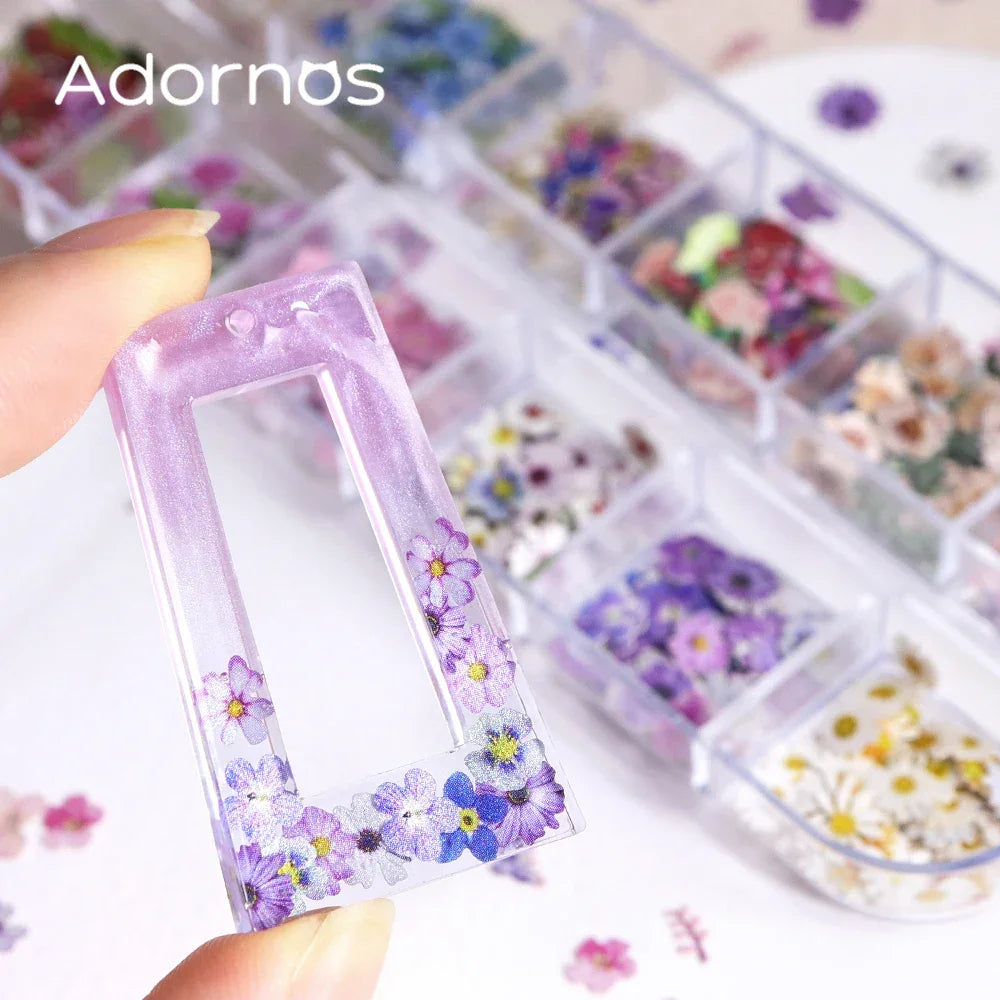 Buy The Best By Artsulli - Art is Long Life Short - 12 Grids Flower Wood Pulp Chips Epoxy Resin Filling Rose Iris Vetiver Butterfly Shape