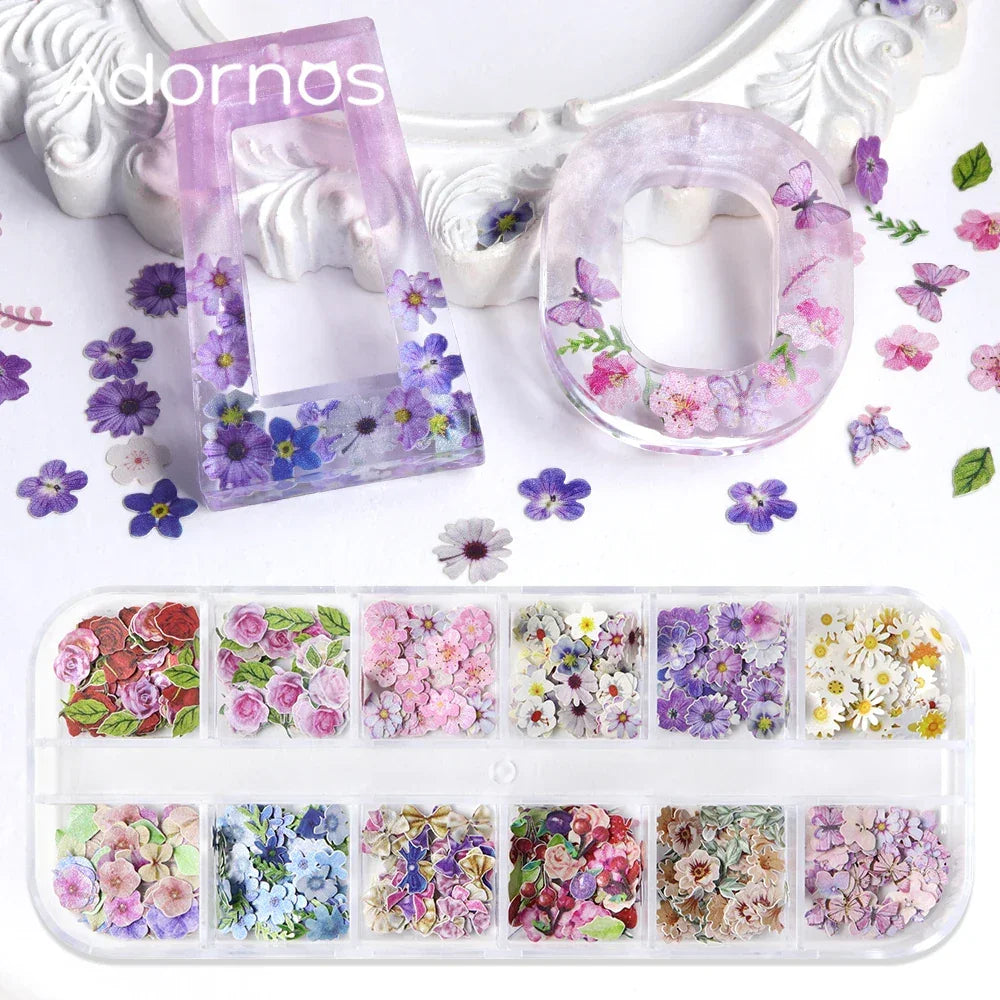 Buy The Best By Artsulli - Art is Long Life Short - 12 Grids Flower Wood Pulp Chips Epoxy Resin Filling Rose Iris Vetiver Butterfly Shape
