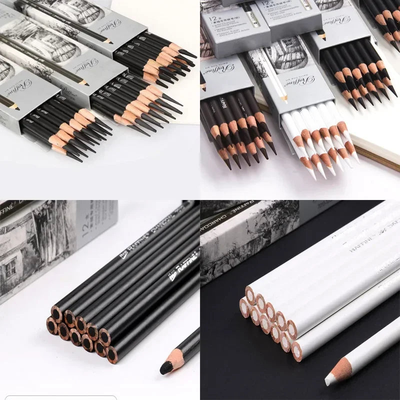 Buy The Best By Artsulli - Art is Long Life Short - 12 Pcs/box Square Sketch Charcoal Stick Compression Drawing Chalk Strips Student