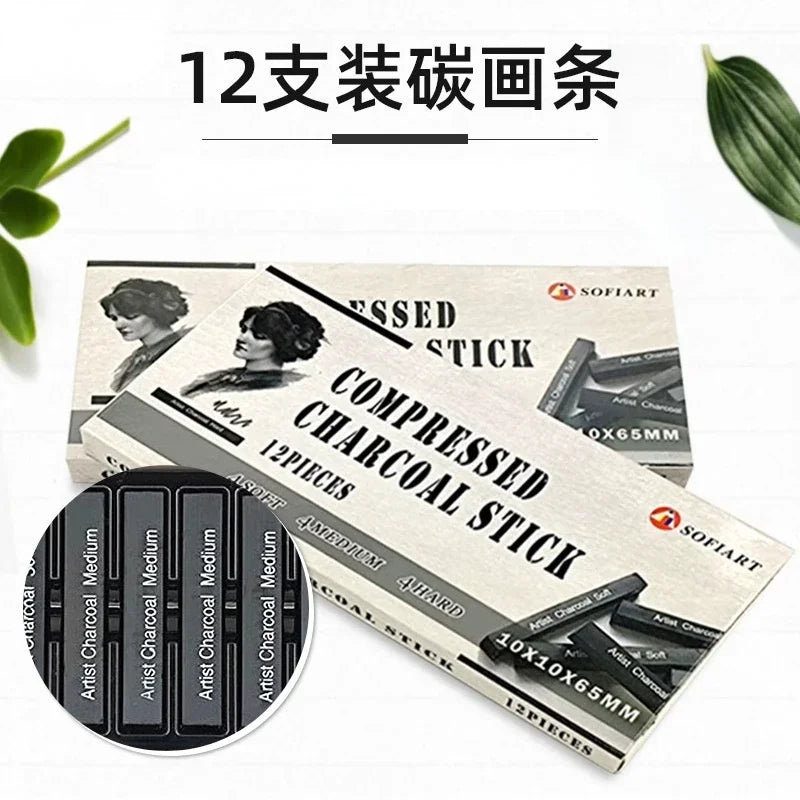 Buy The Best By Artsulli - Art is Long Life Short - 12 Pcs/box Square Sketch Charcoal Stick Compression Drawing Chalk Strips Student