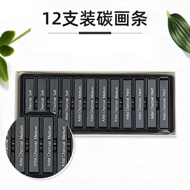 Buy The Best By Artsulli - Art is Long Life Short - 12 Pcs/box Square Sketch Charcoal Stick Compression Drawing Chalk Strips Student
