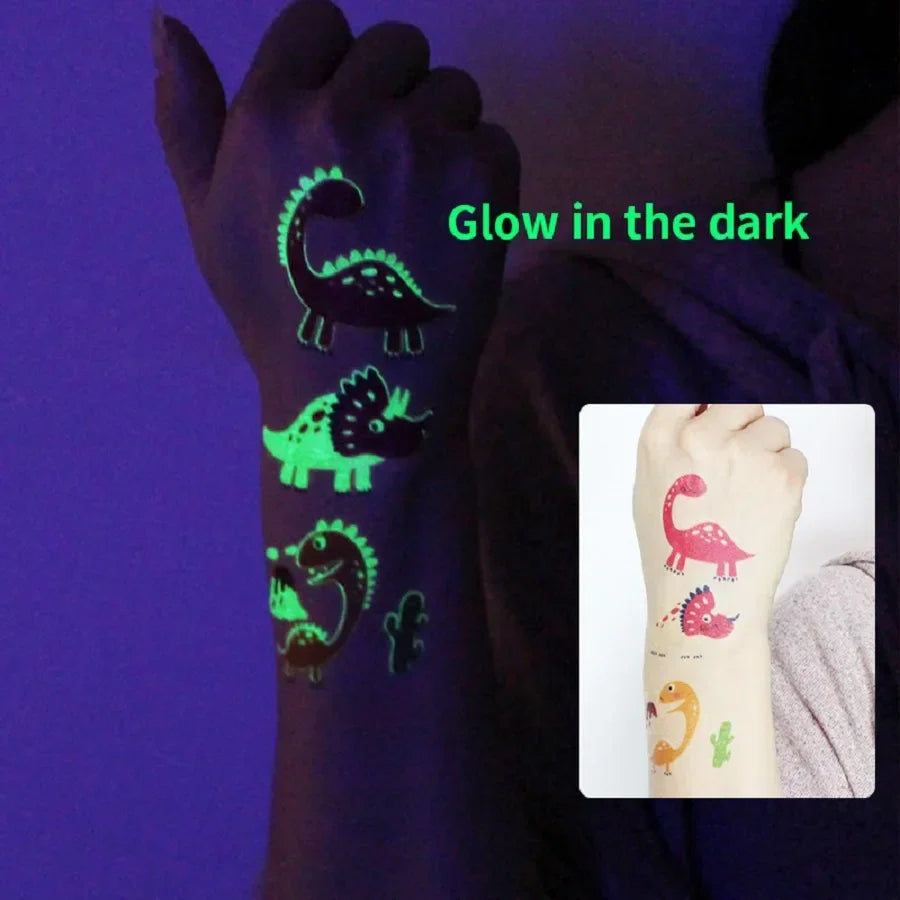 Buy The Best By Artsulli - Art is Long Life Short - 12 Sheets Glow in Dark Dinosaur Tattoos Waterproof Temporary T-Rex Pterosaur Kids Body