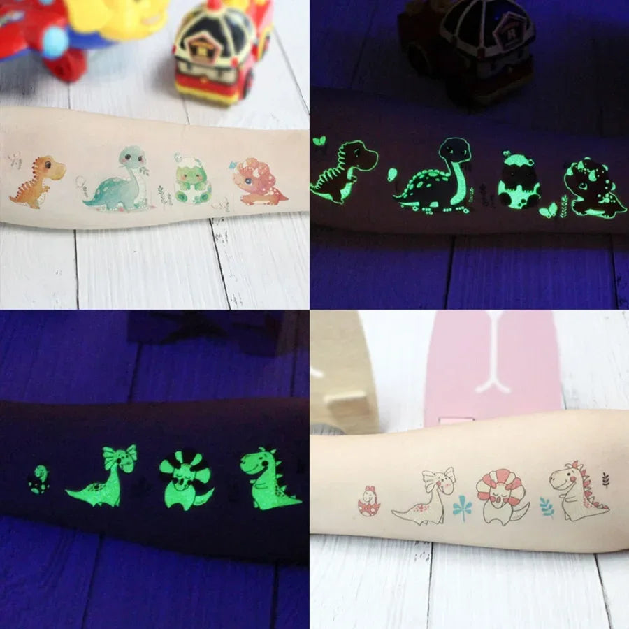 Buy The Best By Artsulli - Art is Long Life Short - 12 Sheets Glow in Dark Dinosaur Tattoos Waterproof Temporary T-Rex Pterosaur Kids Body