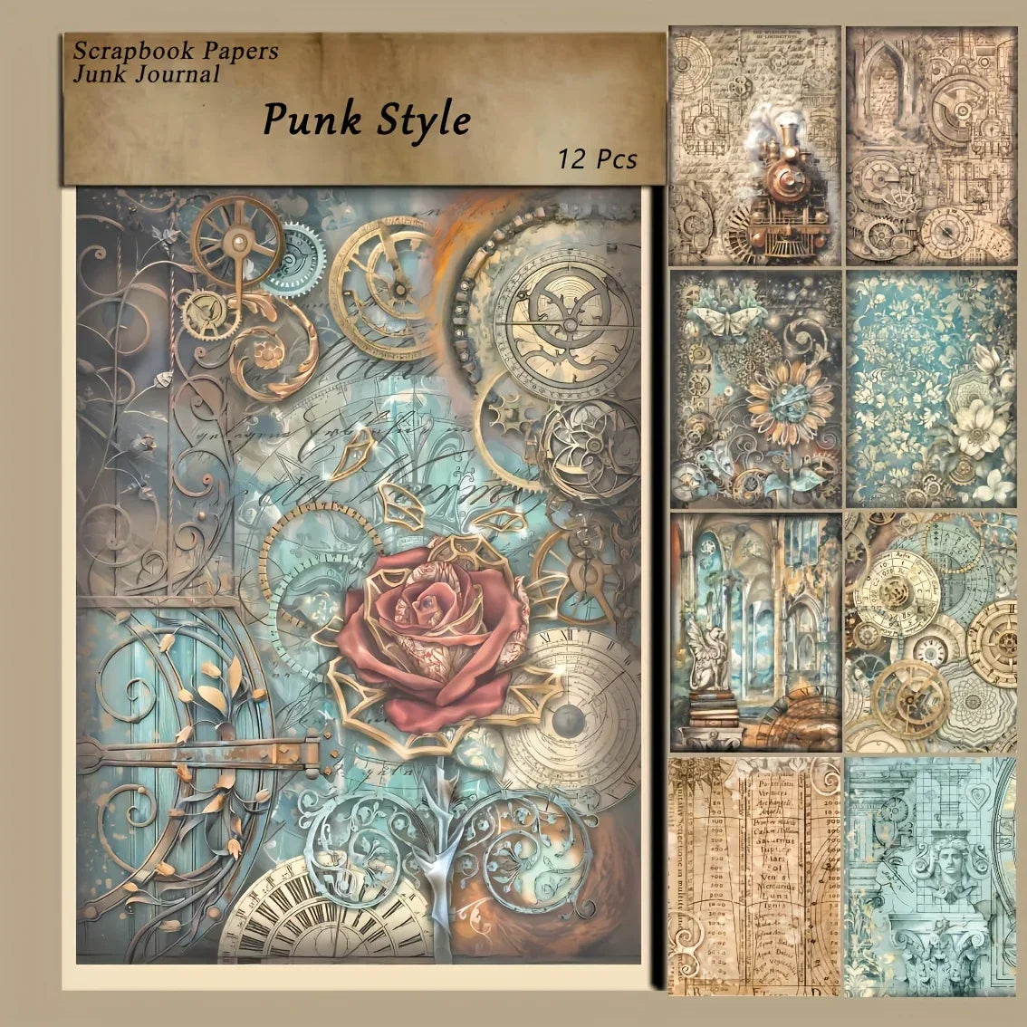 Buy The Best By Artsulli - Art is Long Life Short - 12 Sheets Punk Style Scrapbook Paper Scrapbooking Supplies Craft For Junk Journal Card