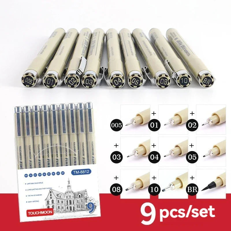 Buy The Best By Artsulli - Art is Long Life Short - 12 Tip Pigment Liner Micron Ink Marker Pen for Manga Draw Sketching Needle Hook Line